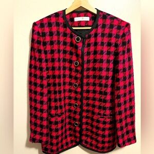 Preswick & Moore Vintage Pink and Black Blazer Jacket With Gold/Black Buttons
